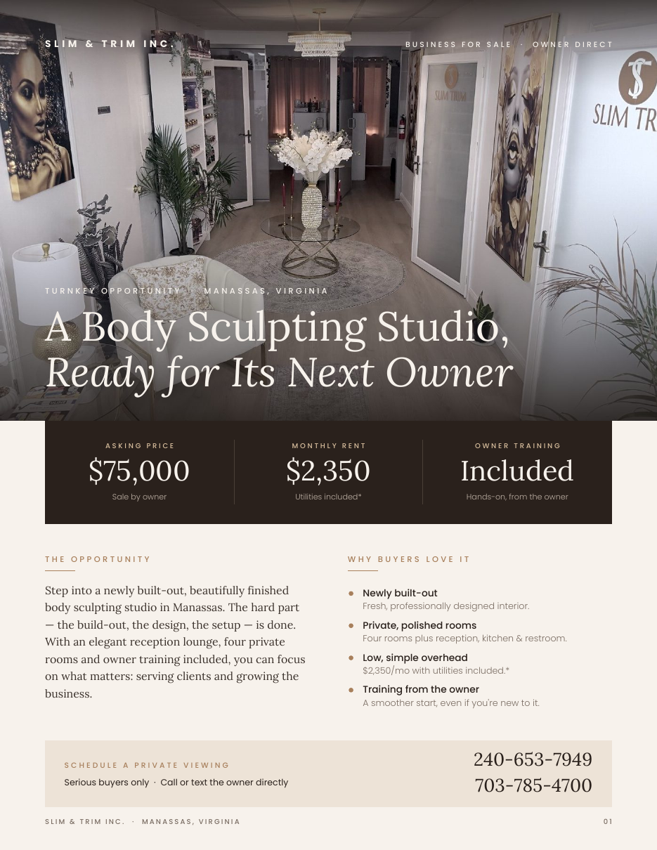 Cover of the Slim & Trim INC body sculpting business for sale profile